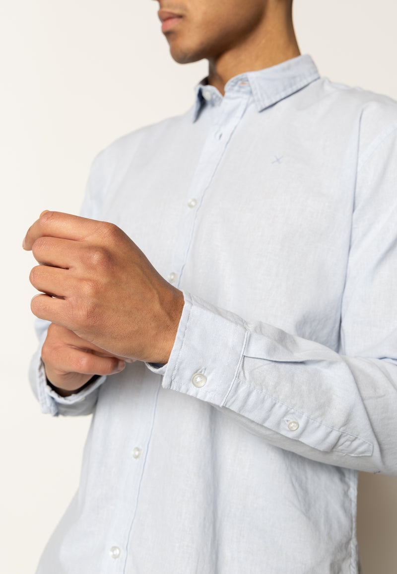 Clean Cut Copenhagen Bomuld/Hør skjorte Skjorte L/S Himmelblå