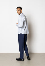 Clean Cut Copenhagen Bomuld/Hør skjorte Skjorte L/S Himmelblå