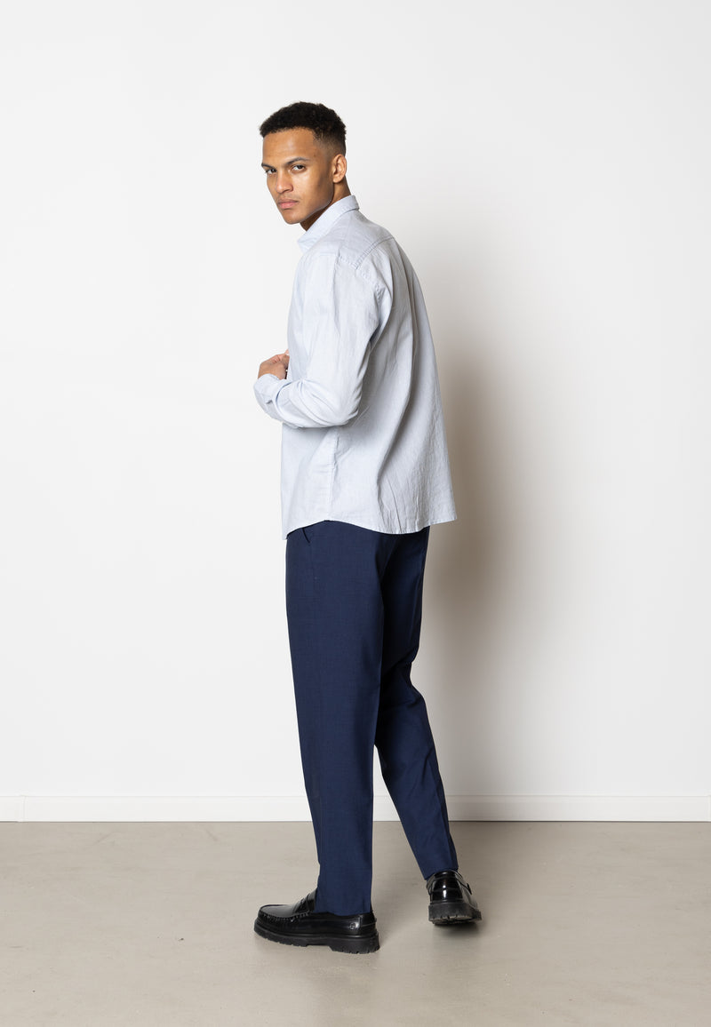 Clean Cut Copenhagen Bomuld/Hør skjorte Skjorte L/S Himmelblå