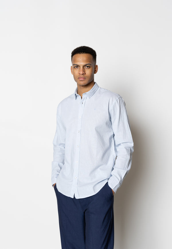 Clean Cut Copenhagen Bomuld/Hør skjorte Skjorte L/S Himmelblå