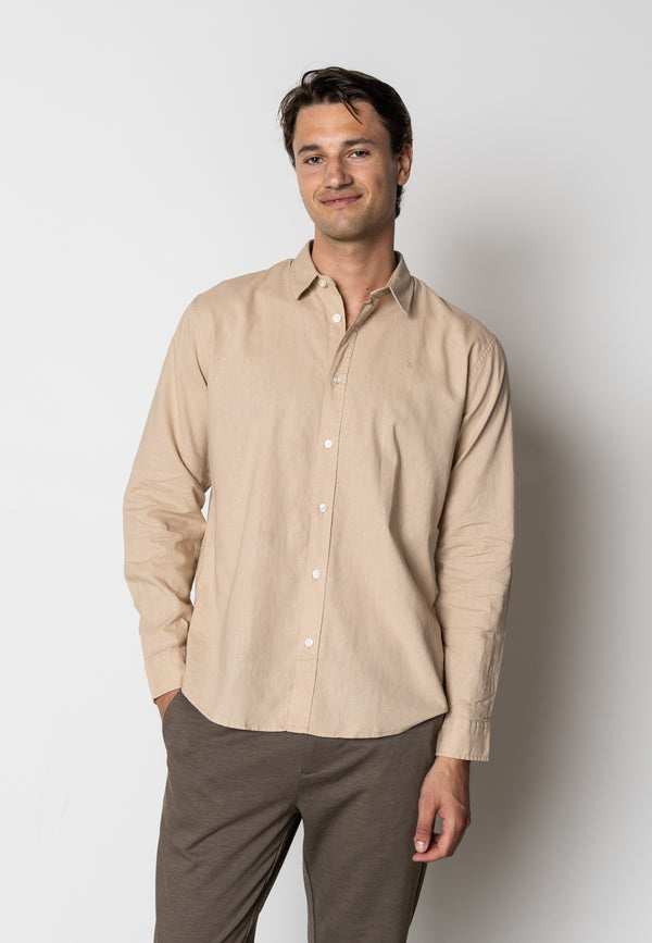 Clean Cut Copenhagen Bomuld/Hør skjorte Skjorte L/S Khaki