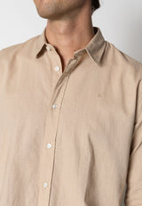 Clean Cut Copenhagen Bomuld/Hør skjorte Skjorte L/S Khaki