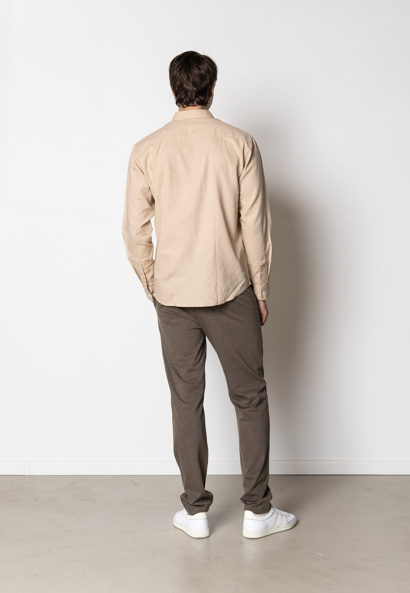 Clean Cut Copenhagen Bomuld/Hør skjorte Skjorte L/S Khaki