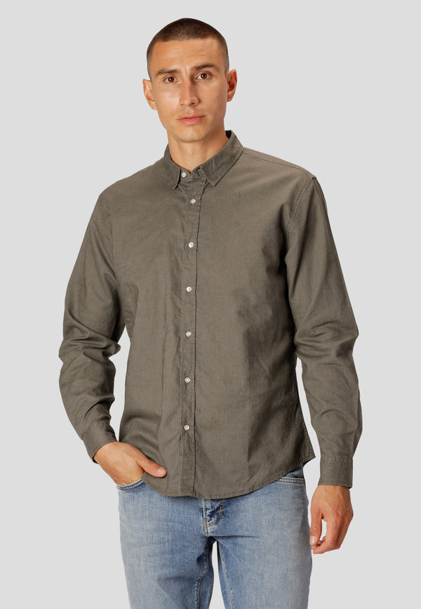 Clean Cut Copenhagen Bomuld/Hør skjorte Skjorte L/S Støvet Grøn