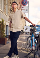 Clean Cut Copenhagen Bowling cotton/linen S/S shirt Skjorte S/S Khaki