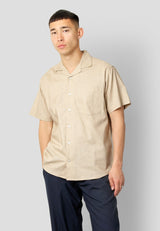 Clean Cut Copenhagen Bowling cotton/linen S/S shirt Skjorte S/S Khaki