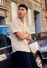 Clean Cut Copenhagen Bowling cotton/linen S/S shirt Skjorte S/S Khaki