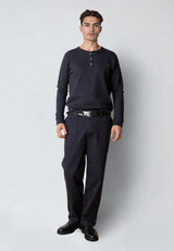 Clean Cut Copenhagen CAL 'GRANDAD' T-SHIRT T-shirts L/S Mørk Navy
