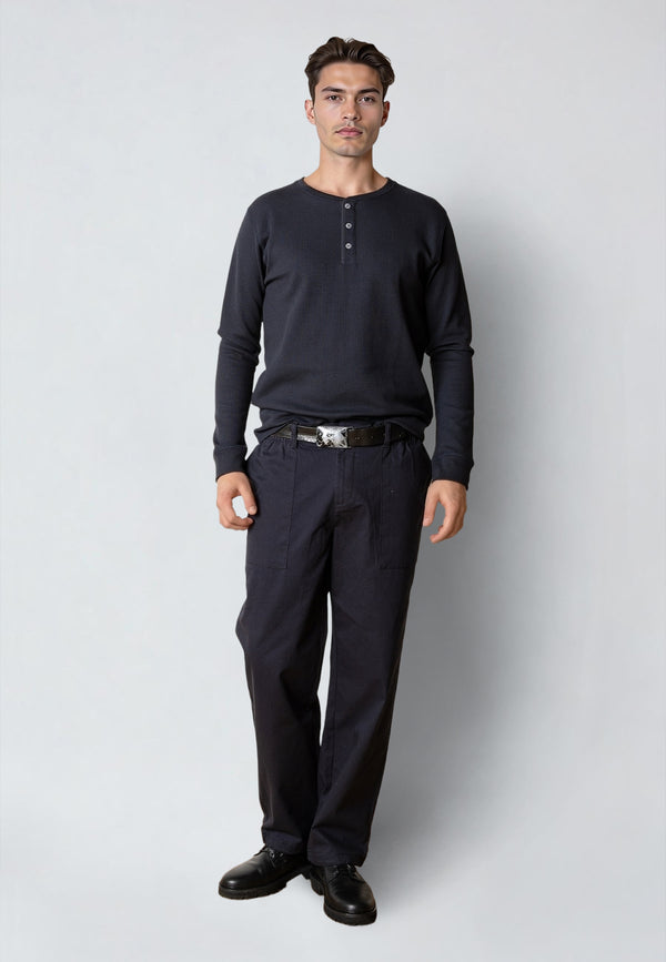 Clean Cut Copenhagen CAL 'GRANDAD' T-SHIRT T-shirts L/S Mørk Navy