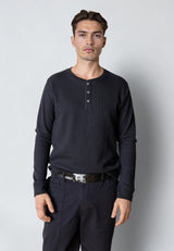 Clean Cut Copenhagen CAL 'GRANDAD' T-SHIRT T-shirts L/S Mørk Navy