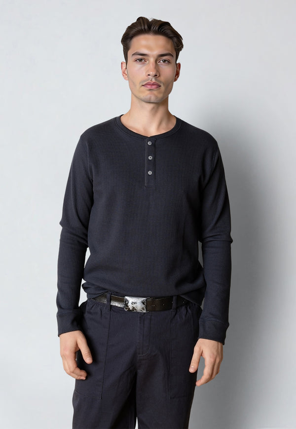 Clean Cut Copenhagen CAL 'GRANDAD' T-SHIRT T-shirts L/S Mørk Navy