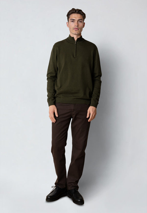 Clean Cut Copenhagen CLAUDE 1/2 ZIP KNITTED JUMPER Strik Rosin melange