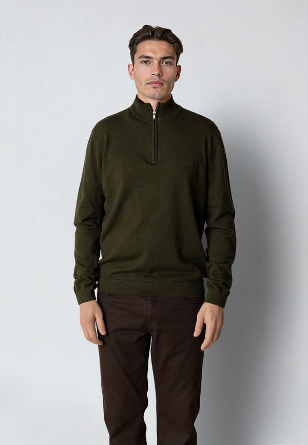 Clean Cut Copenhagen CLAUDE 1/2 ZIP KNITTED JUMPER Strik Rosin melange
