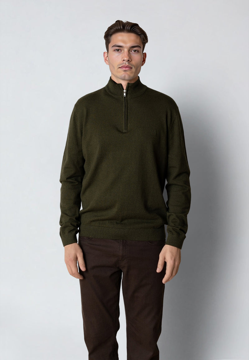 Clean Cut Copenhagen CLAUDE 1/2 ZIP KNITTED JUMPER Strik Rosin melange