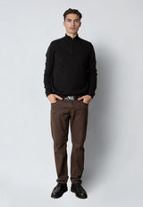 Clean Cut Copenhagen CLAUDE 1/2 ZIP KNITTED JUMPER Strik Sort