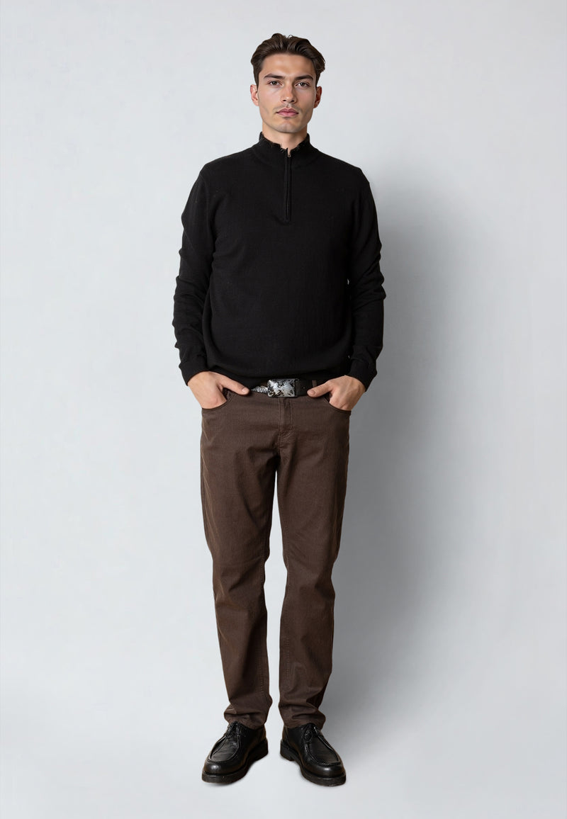Clean Cut Copenhagen CLAUDE 1/2 ZIP KNITTED JUMPER Strik Sort