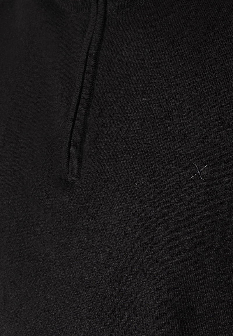 Clean Cut Copenhagen CLAUDE 1/2 ZIP KNITTED JUMPER Strik Sort