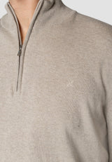 Clean Cut Copenhagen CLAUDE HALF-ZIP KNITTED JUMPER Strik Ecru Melange