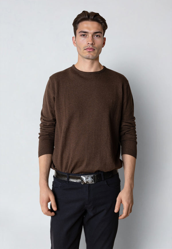 Clean Cut Copenhagen CLAUDE KNITTED JUMPER Strik Brun Melange