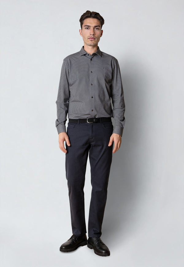 Clean Cut Copenhagen CLEAN FORMAL AOP STRETCH SHIRT Skjorte L/S Dark Brown