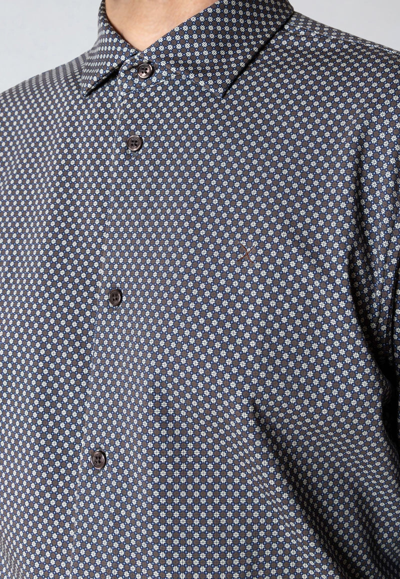 Clean Cut Copenhagen CLEAN FORMAL AOP STRETCH SHIRT Skjorte L/S Dark Brown