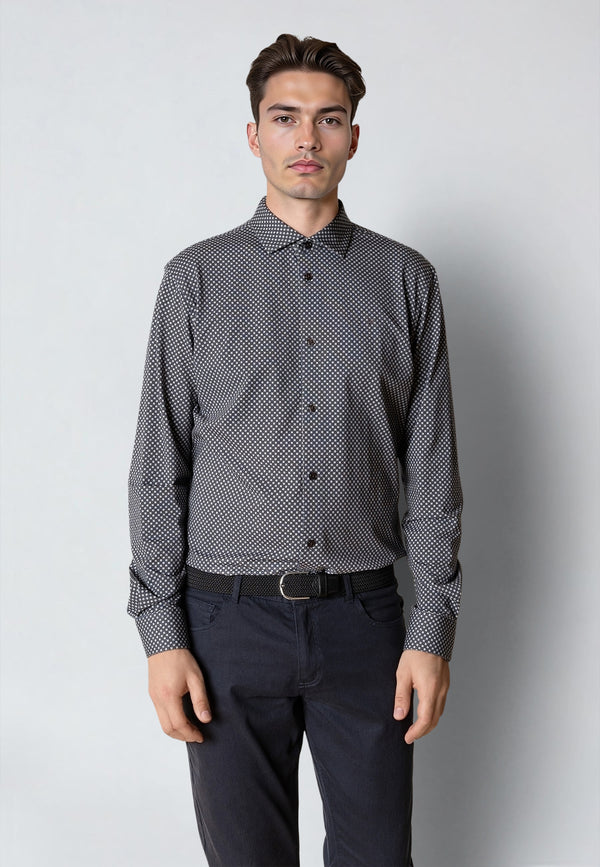 Clean Cut Copenhagen CLEAN FORMAL AOP STRETCH SHIRT Skjorte L/S Dark Brown