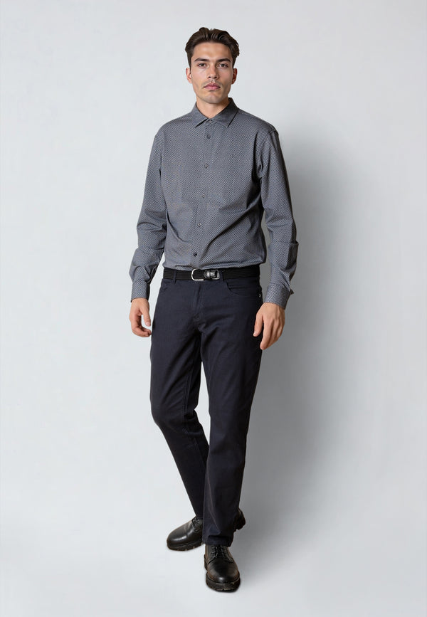 Clean Cut Copenhagen CLEAN FORMAL AOP STRETCH SHIRT Skjorte L/S Mørk Navy