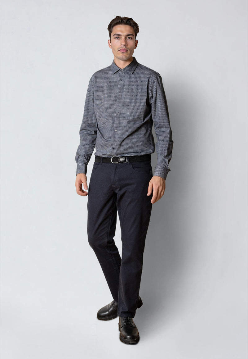 Clean Cut Copenhagen CLEAN FORMAL AOP STRETCH SHIRT Skjorte L/S Mørk Navy