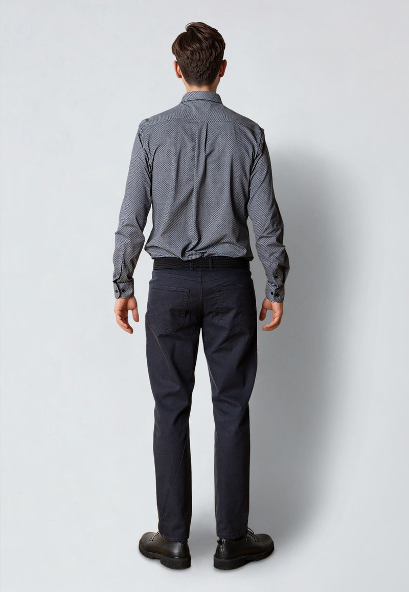 Clean Cut Copenhagen CLEAN FORMAL AOP STRETCH SHIRT Skjorte L/S Mørk Navy