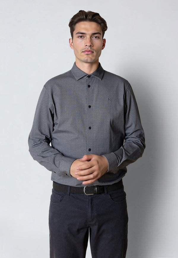 Clean Cut Copenhagen CLEAN FORMAL AOP STRETCH SHIRT Skjorte L/S Mørk Navy