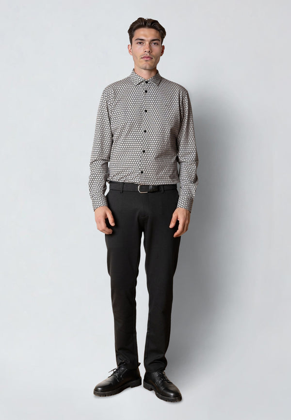 Clean Cut Copenhagen CLEAN FORMAL AOP STRETCH SHIRT Skjorte L/S Sort