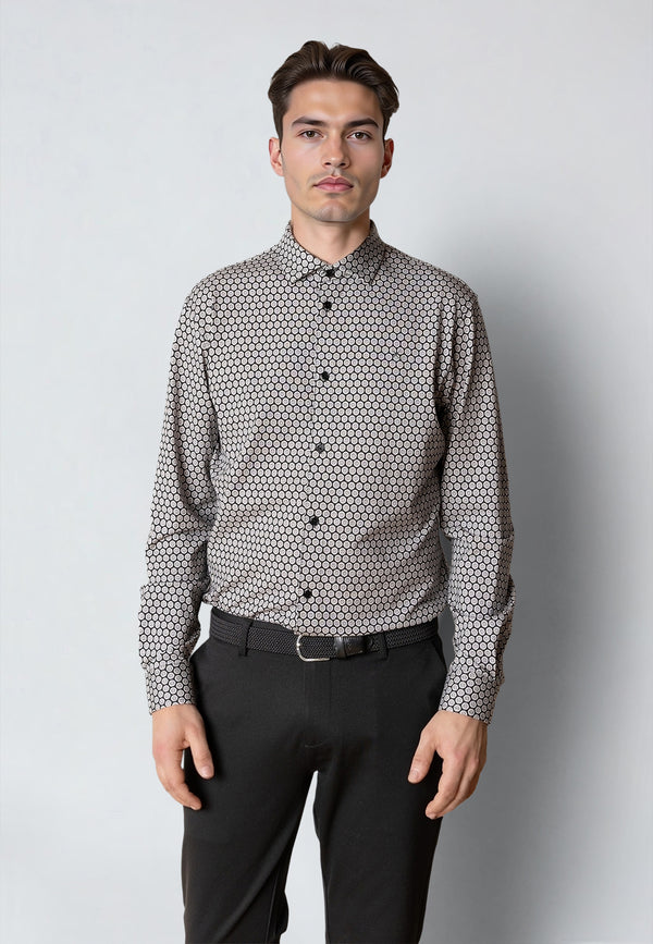 Clean Cut Copenhagen CLEAN FORMAL AOP STRETCH SHIRT Skjorte L/S Sort
