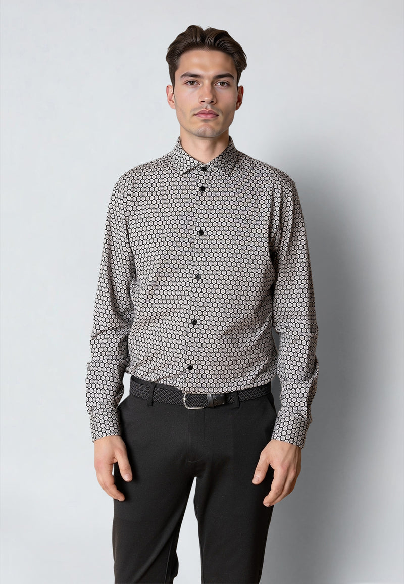 Clean Cut Copenhagen CLEAN FORMAL AOP STRETCH SHIRT Skjorte L/S Sort