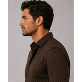 Clean Cut Copenhagen CLEAN FORMAL AOP STRETCH SHIRT Skjorte L/S Dark brown/Ecru