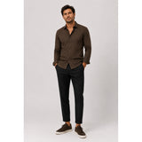Clean Cut Copenhagen CLEAN FORMAL AOP STRETCH SHIRT Skjorte L/S Dark brown/Ecru