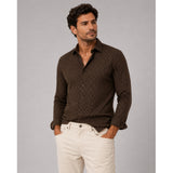 Clean Cut Copenhagen CLEAN FORMAL AOP STRETCH SHIRT Skjorte L/S Dark brown/Ecru