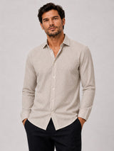 Clean Cut Copenhagen CLEAN FORMAL AOP STRETCH SHIRT Skjorte L/S Ecru/Brindle Beige