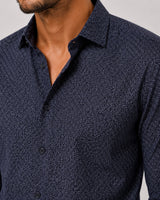 Clean Cut Copenhagen CLEAN FORMAL AOP STRETCH SHIRT Skjorte L/S Navy/Huckleberry