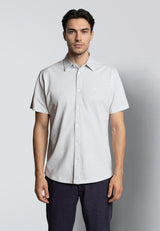 Clean Cut Copenhagen CLEAN FORMAL AOP S/S SHIRT Skjorte S/S Ecru/Light Blue