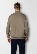 Clean Cut Copenhagen CLAUDE 1/2 ZIP KNITTED JUMPER Strik Dark beige melange
