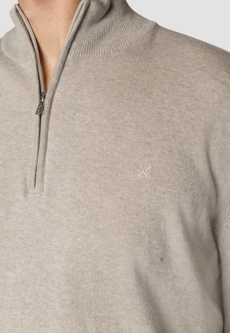 Clean Cut Copenhagen CLAUDE 1/2 ZIP KNITTED JUMPER Strik Ecru Melange