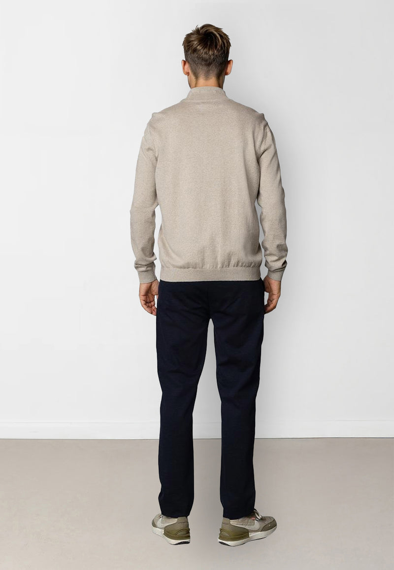 Clean Cut Copenhagen CLAUDE 1/2 ZIP KNITTED JUMPER Strik Ecru Melange