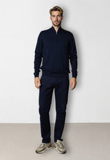 Clean Cut Copenhagen CLAUDE 1/2 ZIP KNITTED JUMPER Strik Navy Melange