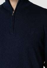Clean Cut Copenhagen CLAUDE 1/2 ZIP KNITTED JUMPER Strik Navy Melange