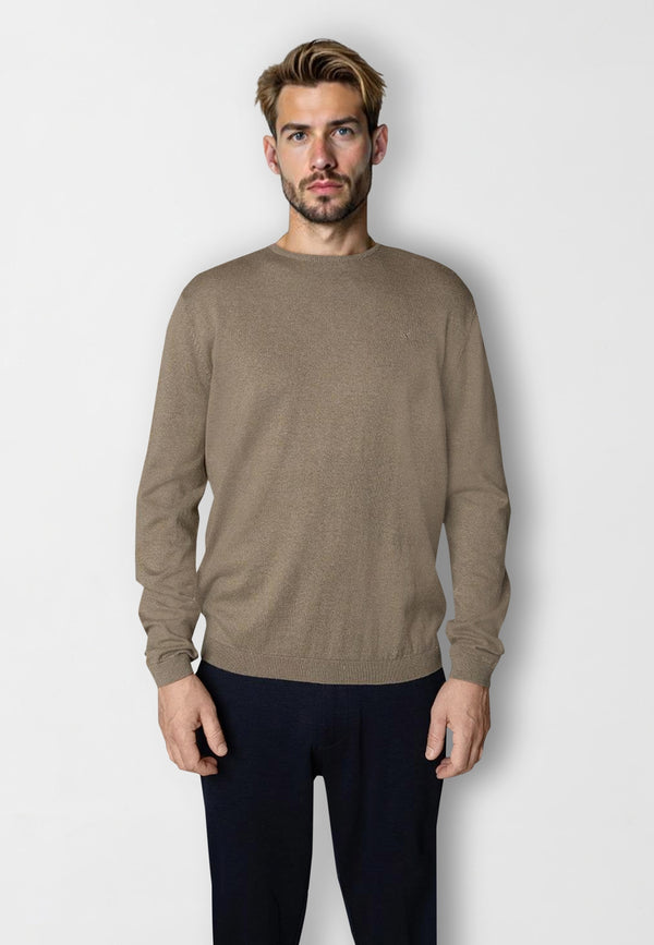 Clean Cut Copenhagen CLAUDE KNITTED JUMPER Strik Dark beige melange