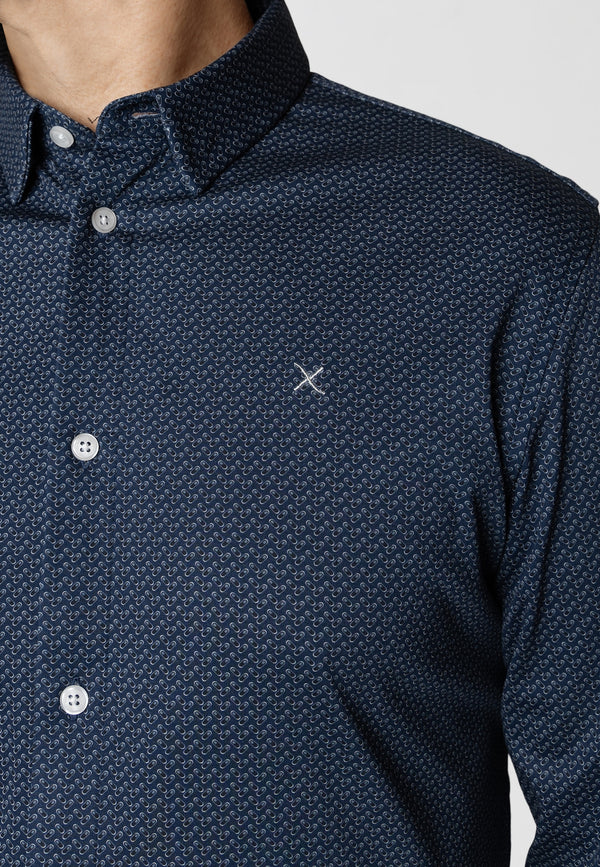 Clean Cut Copenhagen Clean formal AOP shirt Skjorte L/S Navy