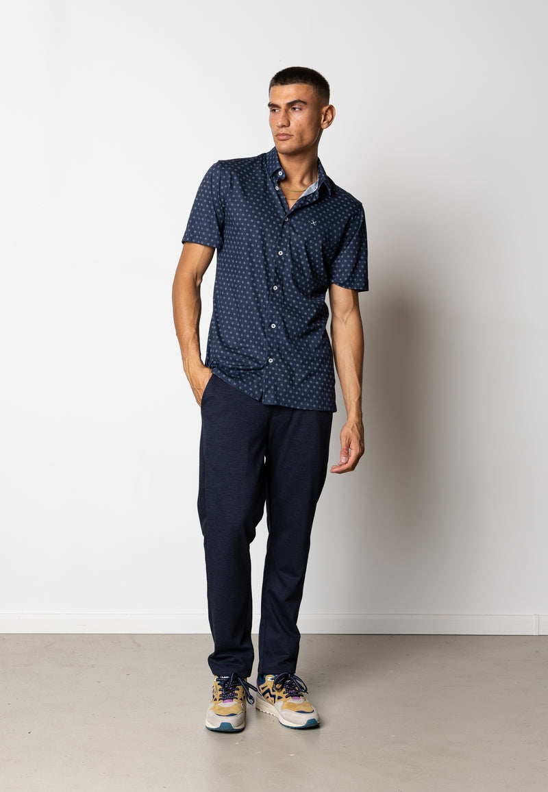 Clean Cut Copenhagen Clean formal AOP shirt Skjorte S/S Navy