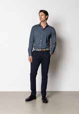 Clean Cut Copenhagen Clean formal printed stretch shirt Skjorte L/S Navy/Ecru
