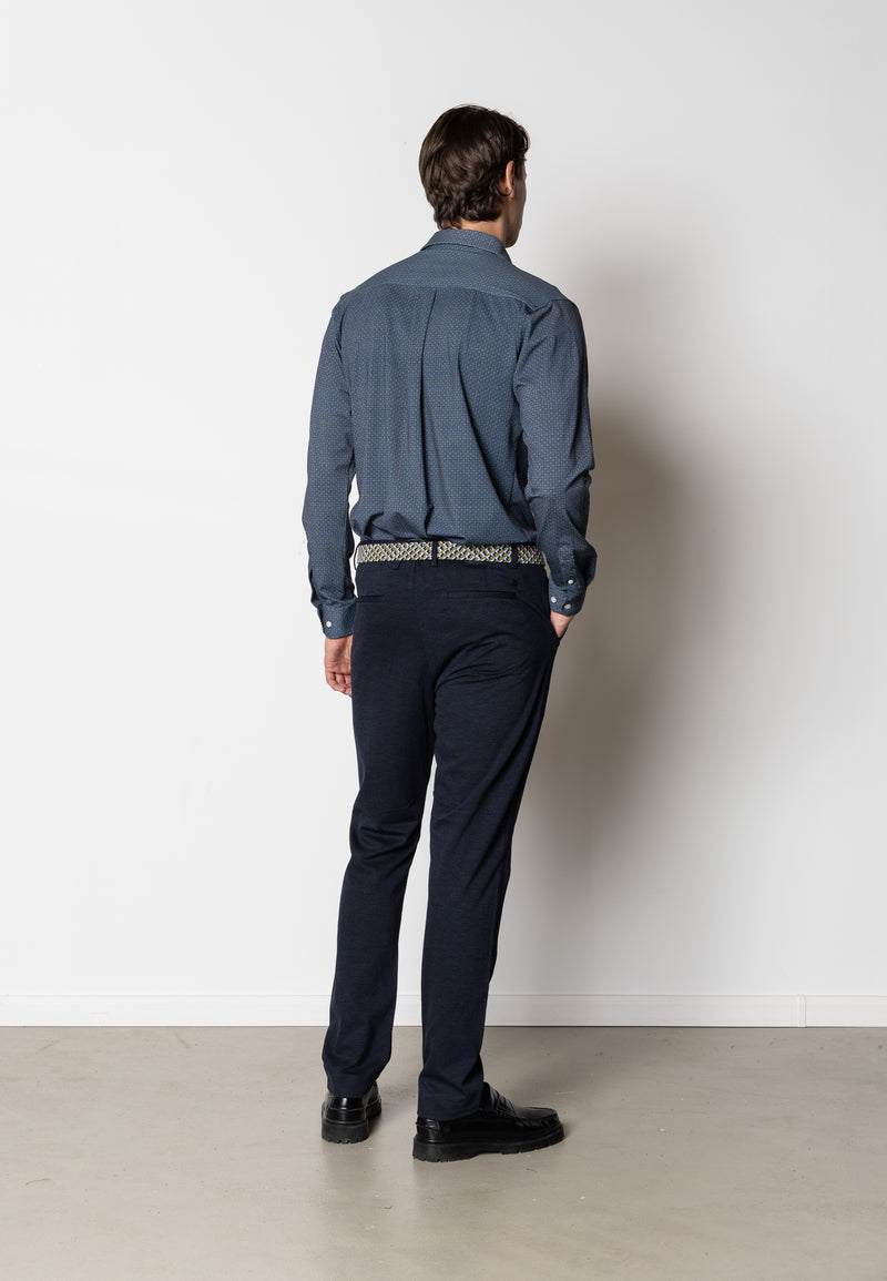 Clean Cut Copenhagen Clean formal printed stretch shirt Skjorte L/S Navy/Ecru
