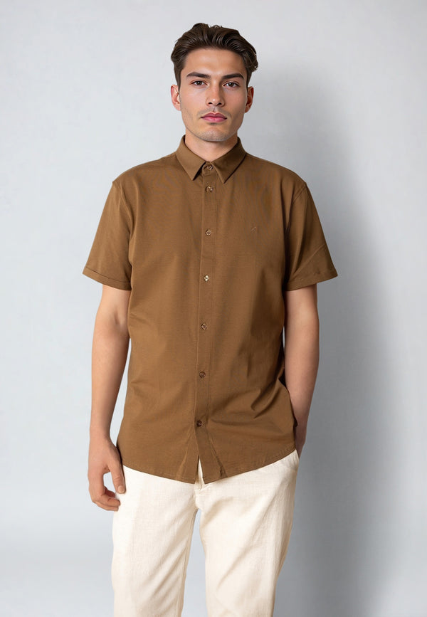 Clean Cut Copenhagen Clean formal stretch shirt Skjorte S/S Brun